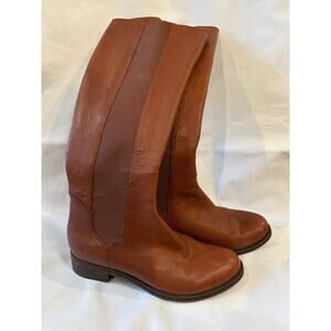 Cole Haan Tall Leather Riding Boots Low Heels Brown Size 7